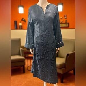 Oscar De La Renta black satin caftan robe loungewear-S